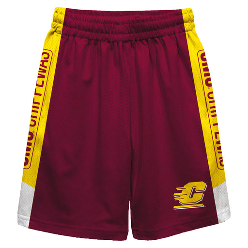 Central Michigan Chippewas Vive La Fete Game Day Maroon Stripes Boys Solid Gold Athletic Mesh Short
