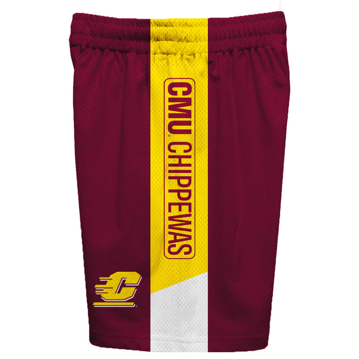 Central Michigan Chippewas Vive La Fete Game Day Maroon Stripes Boys Solid Gold Athletic Mesh Short - Vive La Fête - Online Apparel Store