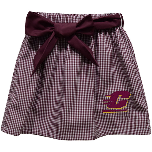 Central Michigan Chippewas Embroidered Maroon Gingham Skirt With Sash