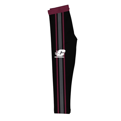 Central Michigan Chippewas Vive La Fete Girls Game Day Black with Maroon Stripes Leggings Tights