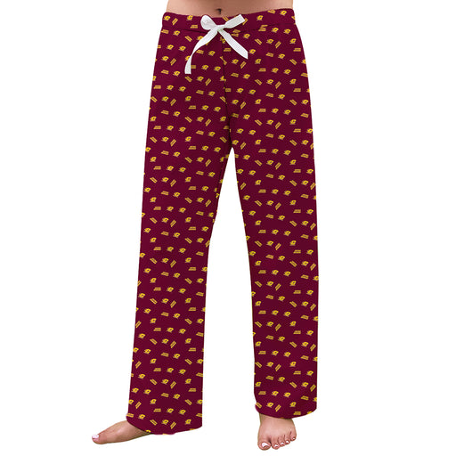 Central Michigan Chippewas Vive La Fete Game Day All Over Logo Women Maroon Lounge Pants