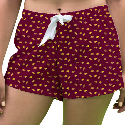 Central Michigan Chippewas Vive La Fete Game Day All Over Logo Women Maroon Lounge Shorts