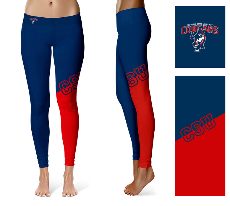CSU Cougars Vive la Fete Game Day Collegiate Leg Color Block Women Blue Red Yoga Leggings - Vive La Fête - Online Apparel Store
