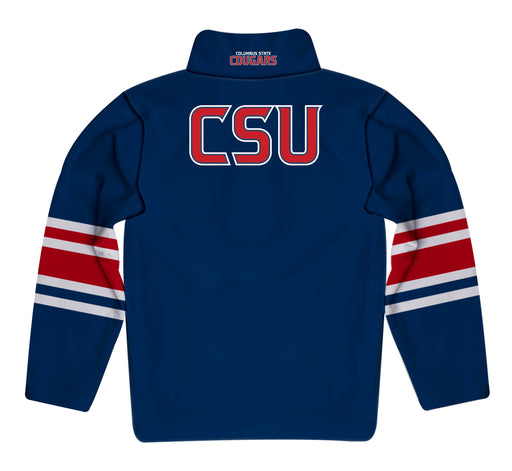 Columbus State Cougars Vive La Fete Game Day Navy Quarter Zip Pullover Stripes on Sleeves - Vive La Fête - Online Apparel Store