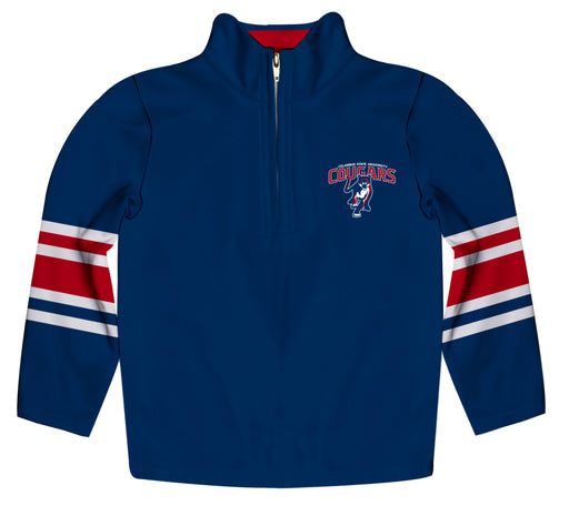 Columbus State Cougars Vive La Fete Game Day Navy Quarter Zip Pullover Stripes on Sleeves - Vive La Fête - Online Apparel Store