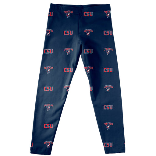 Columbus State Cougars Vive La Fete Girls Game Day All Over Logo Elastic Waist Classic Play Navy Leggings Tights - Vive La Fête - Online Apparel Store