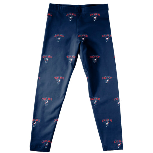 Columbus State Cougars Vive La Fete Girls Game Day All Over Logo Elastic Waist Classic Play Navy Leggings Tights - Vive La Fête - Online Apparel Store