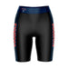 Columbus State Cougars Vive La Fete Game Day Logo on Waistband and Navy Stripes Black Women Bike Short 9 Inseam"