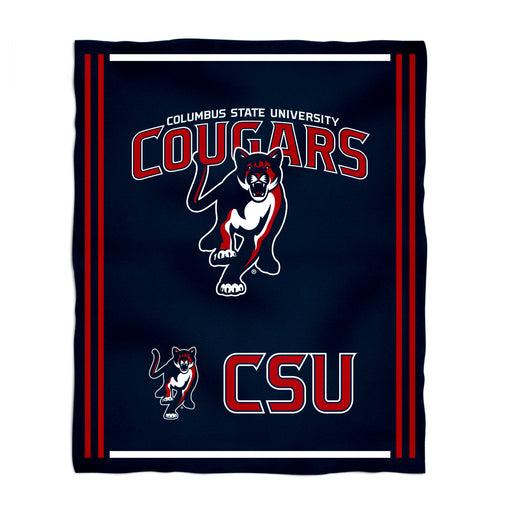 Columbus State Cougars Vive La Fete Kids Game Day Navy Plush Soft Minky Blanket 36 x 48 Mascot