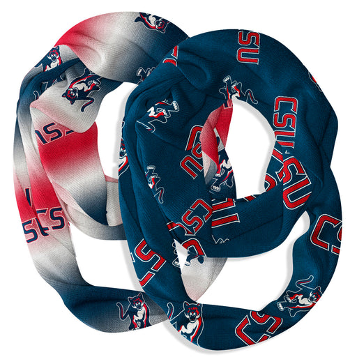 Columbus State Cougars Vive La Fete All Over Logo Collegiate Women Set of 2 Light Weight Ultra Soft Infinity Scarfs