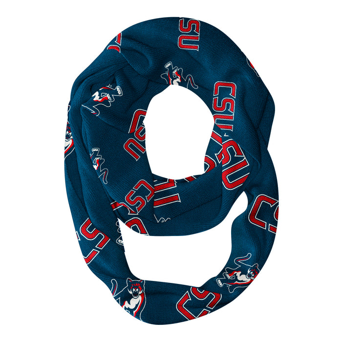 Columbus State Cougars Vive La Fete Repeat Logo Game Day Collegiate Women Light Weight Ultra Soft Infinity Scarf