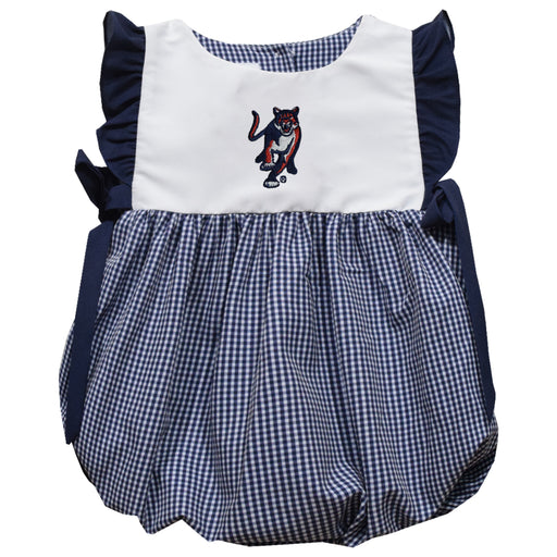 Columbus State Cougars Embroidered Navy Gingham Short Sleeve Girls Bubble