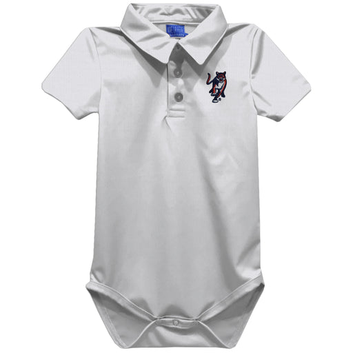 Columbus State Cougars Embroidered White Solid Knit Polo Onesie