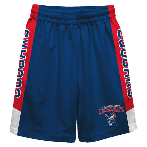 Columbus State Cougars Vive La Fete Game Day Blue Stripes Boys Solid Red Athletic Mesh Short