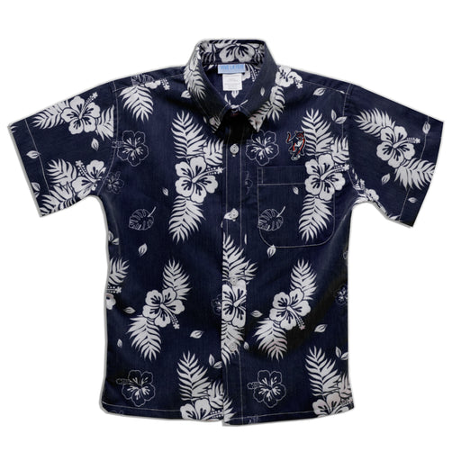 Columbus State Cougars Navy Hawaiian Short Sleeve Button Down Shirt