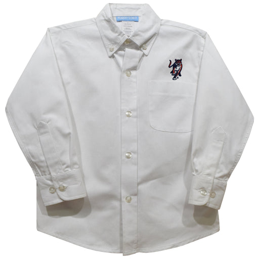 Columbus State Cougars Embroidered White Long Sleeve Button Down Shirt