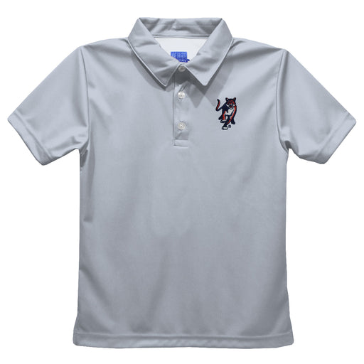 Columbus State Cougars Embroidered Gray Short Sleeve Polo Box Shirt