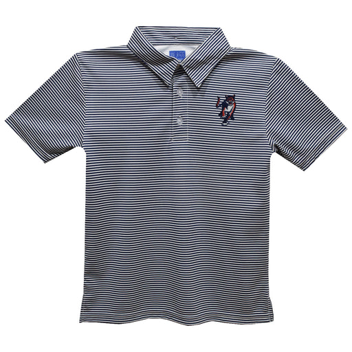 Columbus State Cougars Embroidered Navy Stripes Short Sleeve Polo Box Shirt