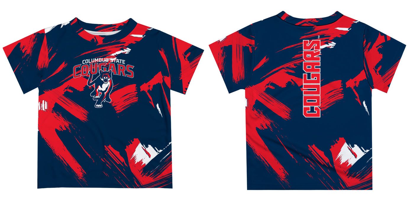 Columbus State Cougars Vive La Fete Boys Game Day Blue Short Sleeve Tee Paint Brush - Vive La Fête - Online Apparel Store
