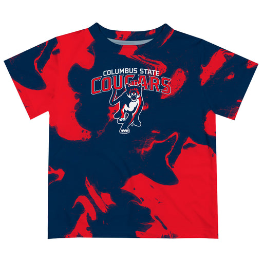 Columbus State Cougars Vive La Fete Marble Boys Game Day Blue Short Sleeve Tee