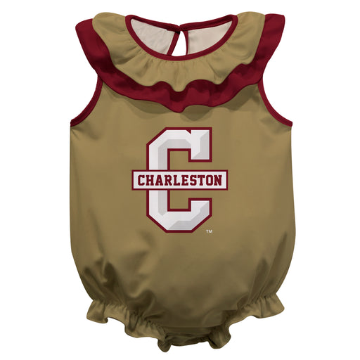 Charleston Cougars COC Gold Sleeveless Ruffle Onesie Logo Bodysuit by Vive La Fete