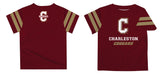 Charleston Cougars COC Vive La Fete Boys GameDay Maroon Short Sleeve Tee with Stripes on Sleeves - Vive La Fête - Online Apparel Store