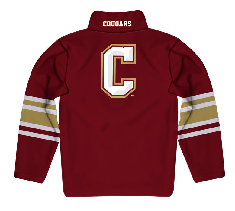 Charleston Cougars COC Vive La Fete Game Day Maroon Quarter Zip Pullover Stripes on Sleeves - Vive La Fête - Online Apparel Store