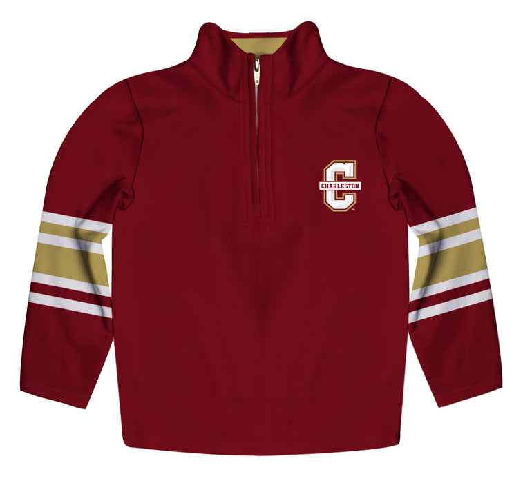 Charleston Cougars COC Vive La Fete Game Day Maroon Quarter Zip Pullover Stripes on Sleeves - Vive La Fête - Online Apparel Store