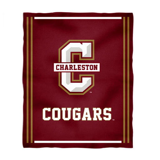 Charleston Cougars COC Vive La Fete Kids Game Day Maroon Plush Soft Minky Blanket 36 x 48 Mascot