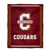 Charleston Cougars COC Vive La Fete Kids Game Day Maroon Plush Soft Minky Blanket 36 x 48 Mascot
