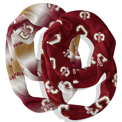 Charleston Cougars Vive La Fete All Over Logo Game Day Collegiate Women Set of 2 Light Weight Ultra Soft Infinity Scarfs