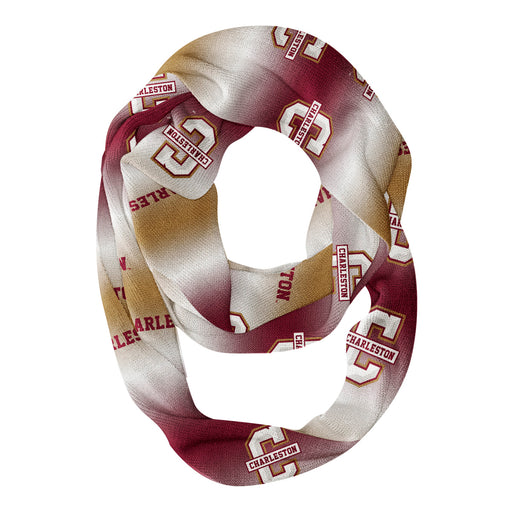 Charleston Cougars COC Vive La Fete All Over Logo Game Day Collegiate Women Ultra Soft Knit Infinity Scarf