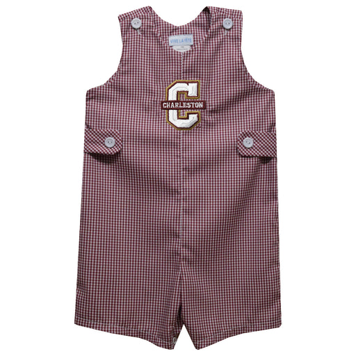 Charleston Cougars COC Embroidered Maroon Gingham Boys Jon Jon