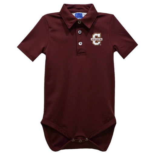 Charleston Cougars COC Embroidered Maroon Solid Knit Polo Onesie