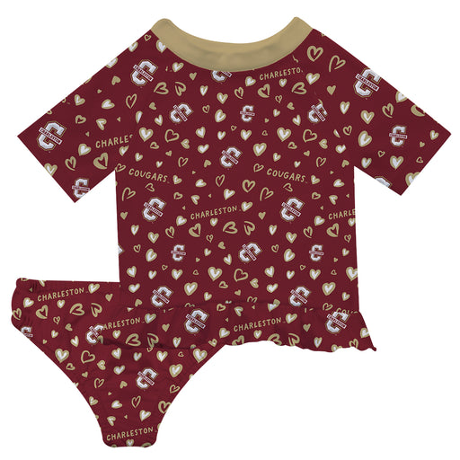 Charleston Cougars COC Vive La Fete All Over Logo Maroon Long Sleeve Bikini Set