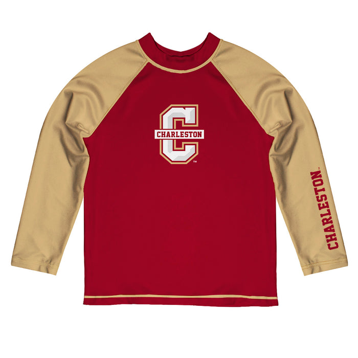 Charleston Cougars COC Vive La Fete Logo Maroon Gold Long Sleeve Raglan Rashguard