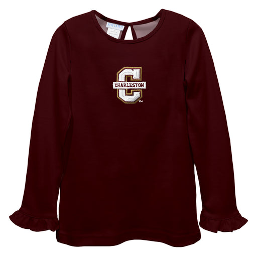Charleston Cougars COC Embroidered Maroon Knit Long Sleeve Girls Blouse