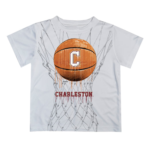 Charleston Cougars COC Original Dripping Basketball White T-Shirt by Vive La Fete
