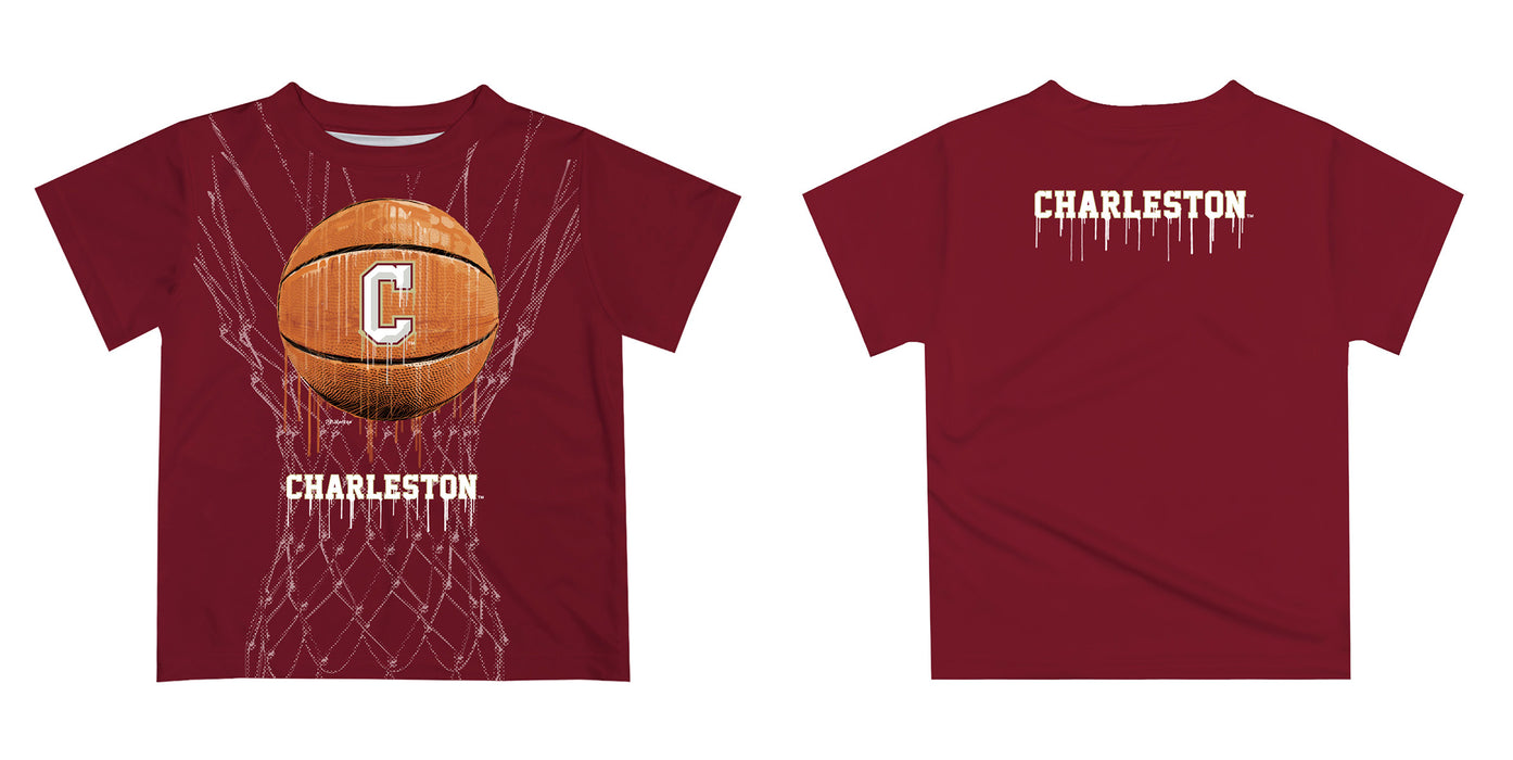 Charleston Cougars COC Original Dripping Basketball Maroon T-Shirt by Vive La Fete - Vive La Fête - Online Apparel Store