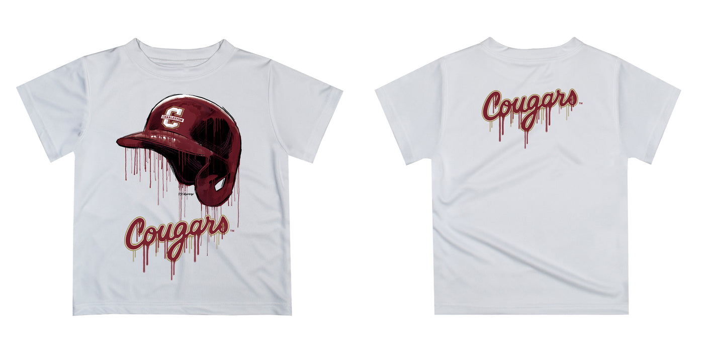 Charleston Cougars COC Original Dripping Baseball Helmet Maroon T-Shirt by Vive La Fete - Vive La Fête - Online Apparel Store