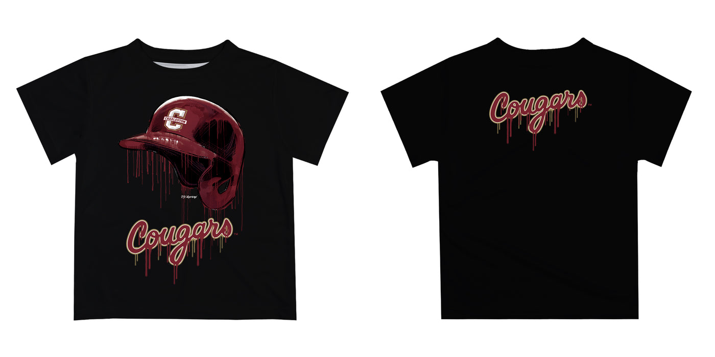 Charleston Cougars COC Original Dripping Baseball Helmet Maroon T-Shirt by Vive La Fete - Vive La Fête - Online Apparel Store