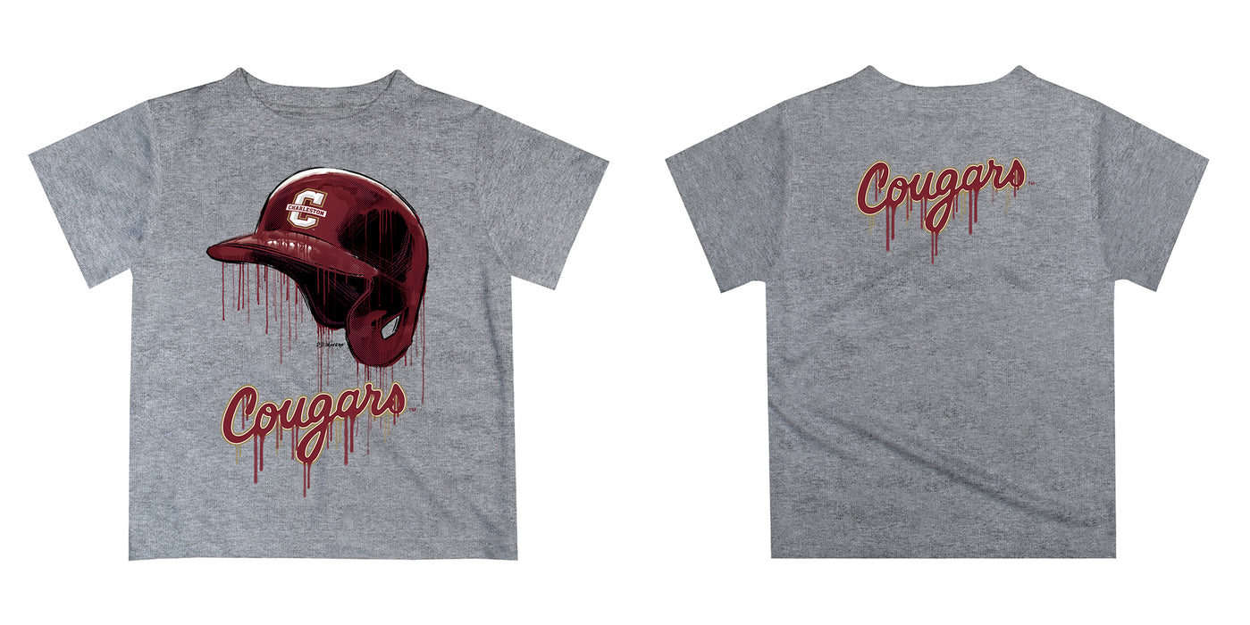 Charleston Cougars COC Original Dripping Baseball Helmet Maroon T-Shirt by Vive La Fete - Vive La Fête - Online Apparel Store