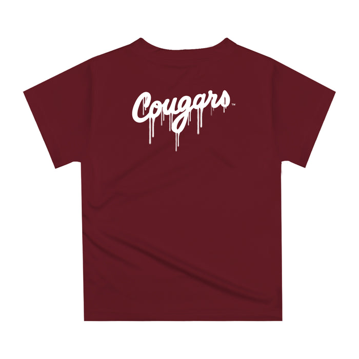 Charleston Cougars COC Original Dripping Baseball Helmet Maroon T-Shirt by Vive La Fete - Vive La Fête - Online Apparel Store