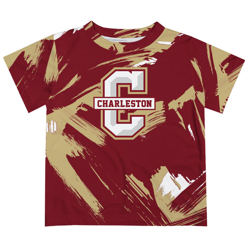 Charleston Cougars COC Vive La Fete Boys Game Day Maroon Short Sleeve Tee Paint Brush