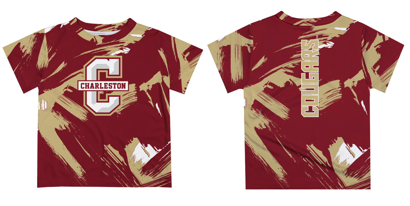 Charleston Cougars COC Vive La Fete Boys Game Day Maroon Short Sleeve Tee Paint Brush - Vive La Fête - Online Apparel Store