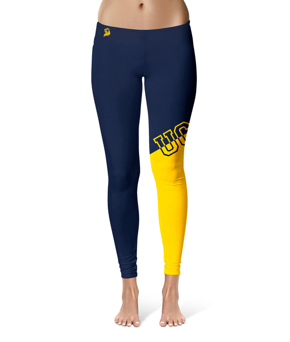 Vive La Fete Women's Navy/Gold Central Oklahoma Bronchos Plus Size Letter Color Block Yoga Leggings
