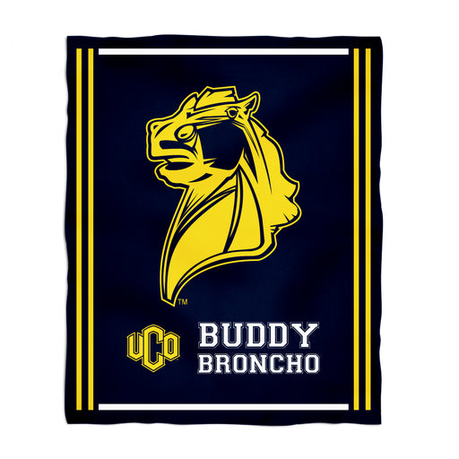 Central Oklahoma Bronchos UCO Vive La Fete Kids Game Day Navy Plush Soft Minky Blanket 36 x 48 Mascot