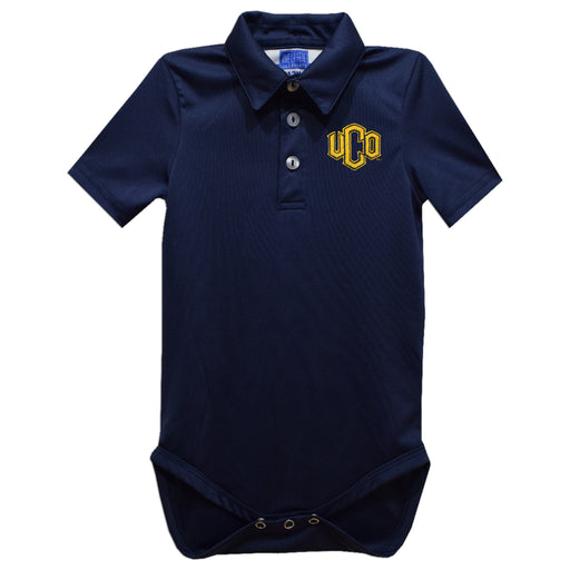 University of Central Oklahoma Bronchos Embroidered Navy Solid Knit Polo Onesie