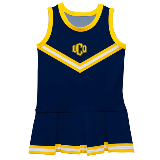 University of Central Oklahoma Bronchos Vive La Fete Game Day Blue Sleeveless Cheerleader Dress