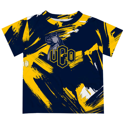 University of Central Oklahoma Bronchos Vive La Fete Boys Game Day Blue Short Sleeve Tee Paint Brush